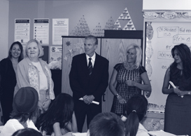 Jill Wynns and Tom Torlakson visit Colton High School.